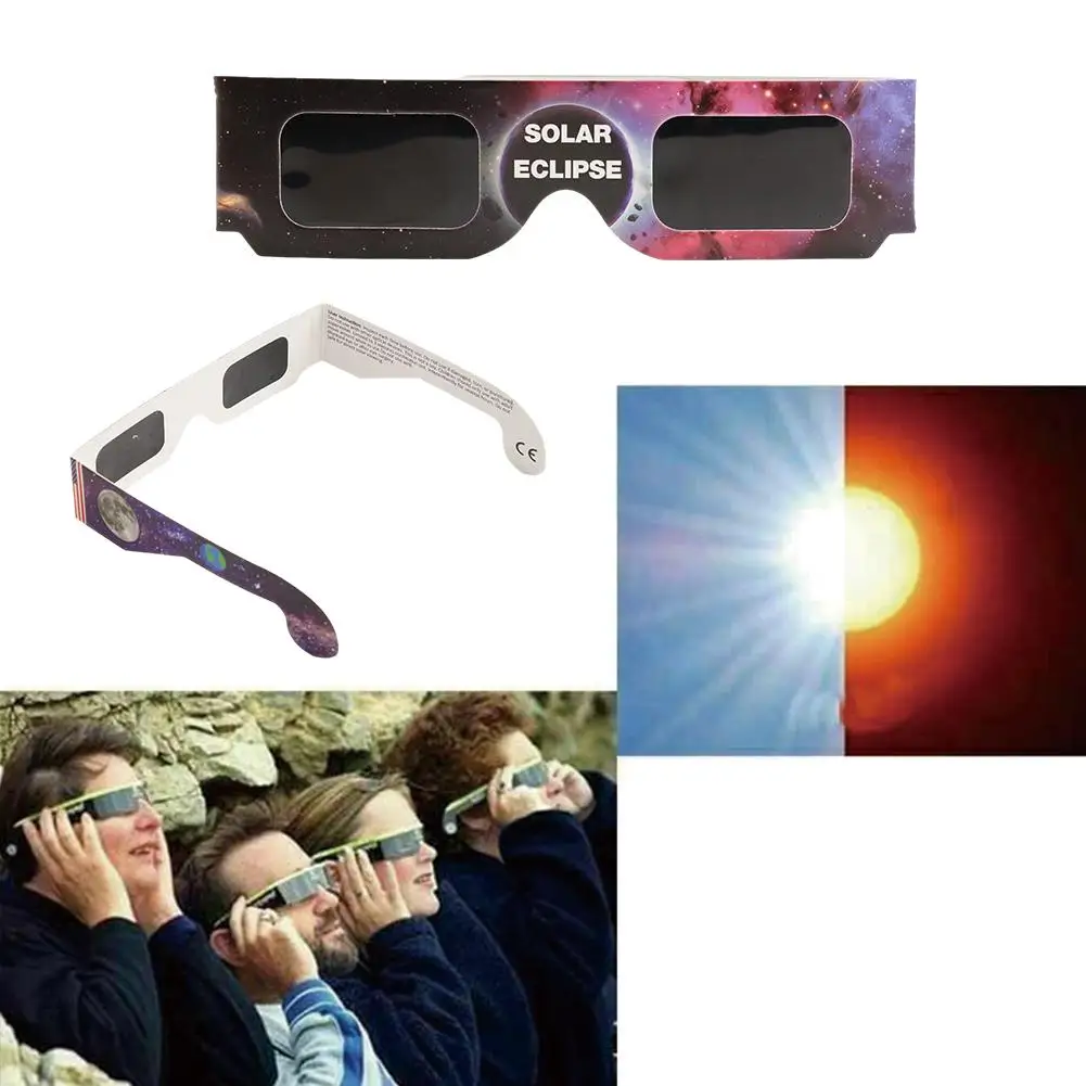 100/Lot Professional Solar Eclipse Glasses 2024 Safe 3D Paper Anti-uv Eclipse Viewing Glasses Protects Eyes Random Color