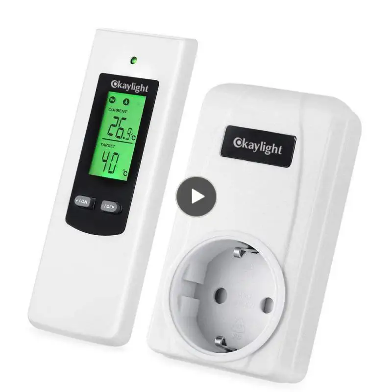 Temperature Controller With Remote Control Lcd Display Heating  Cooling Mode Timer Socket Wireless Thermostat For Heater