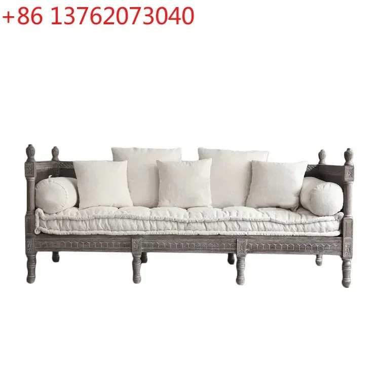 

Old Nanyang style living room villa sofa French retro style solid wood sofa