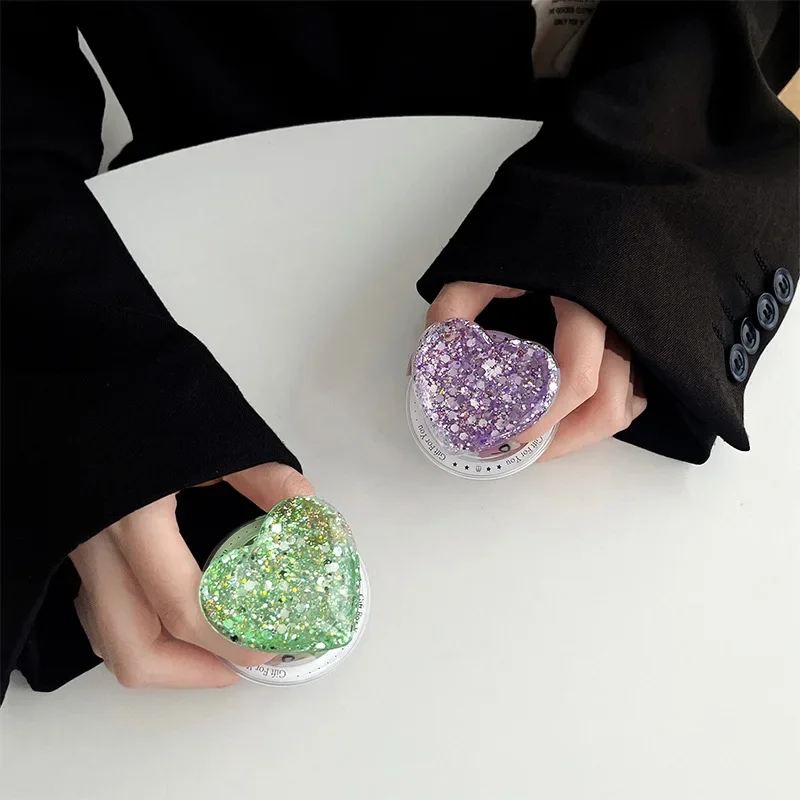 

INS Sequins 3D Love Heart Magnetic Griptok Bracket For Magsafe Phone Holder Universal Accessories Folding Holder Stand Socket