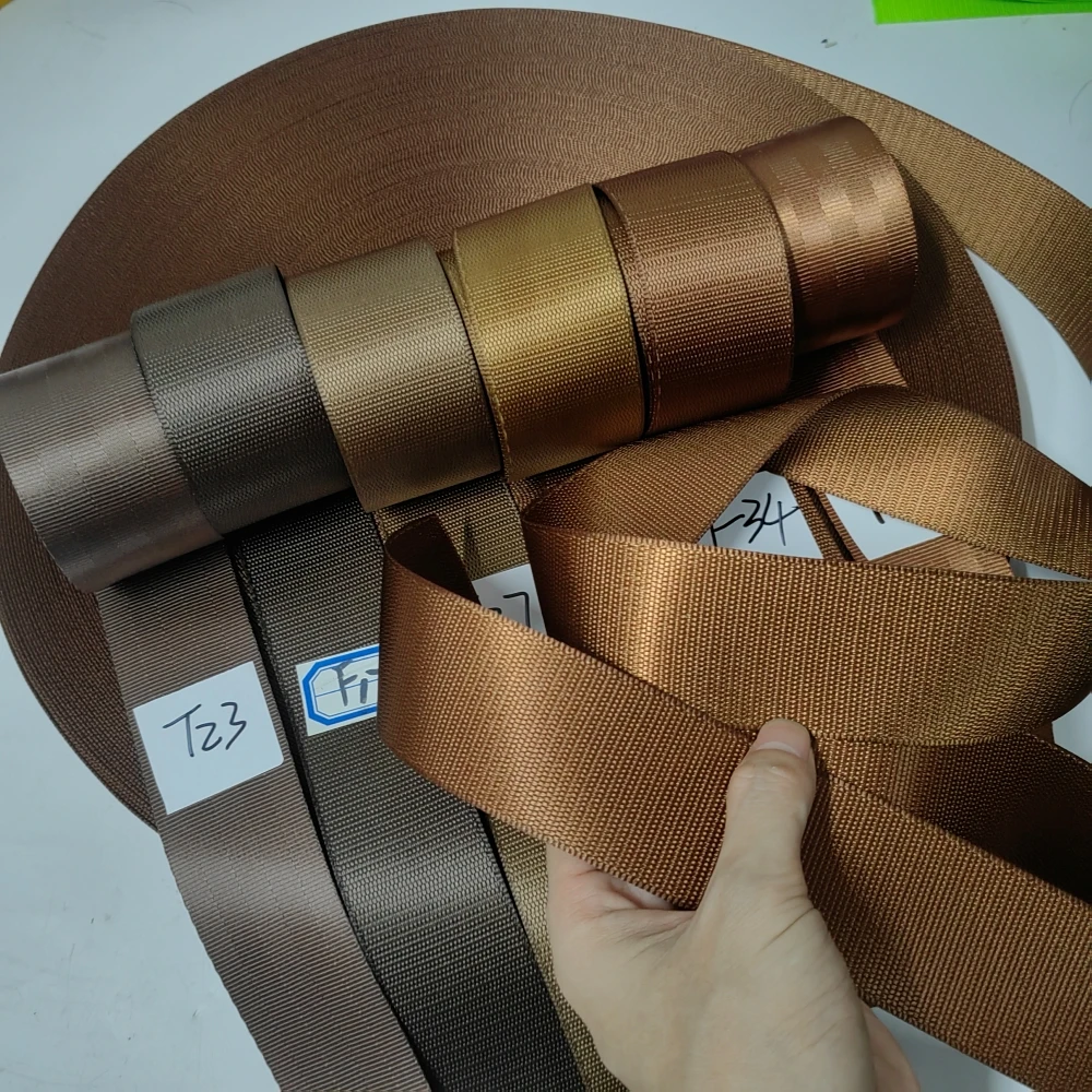 JOORMOM 3-30M Brown（F34）EU Lock Edge Fishline Seat Belt Car Modification High Strength Polyester Seat Belt Webbing