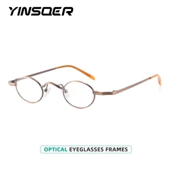 YINSQER-monturas de gafas redondas pequeñas para hombre y mujer, montura óptica, marca de lujo