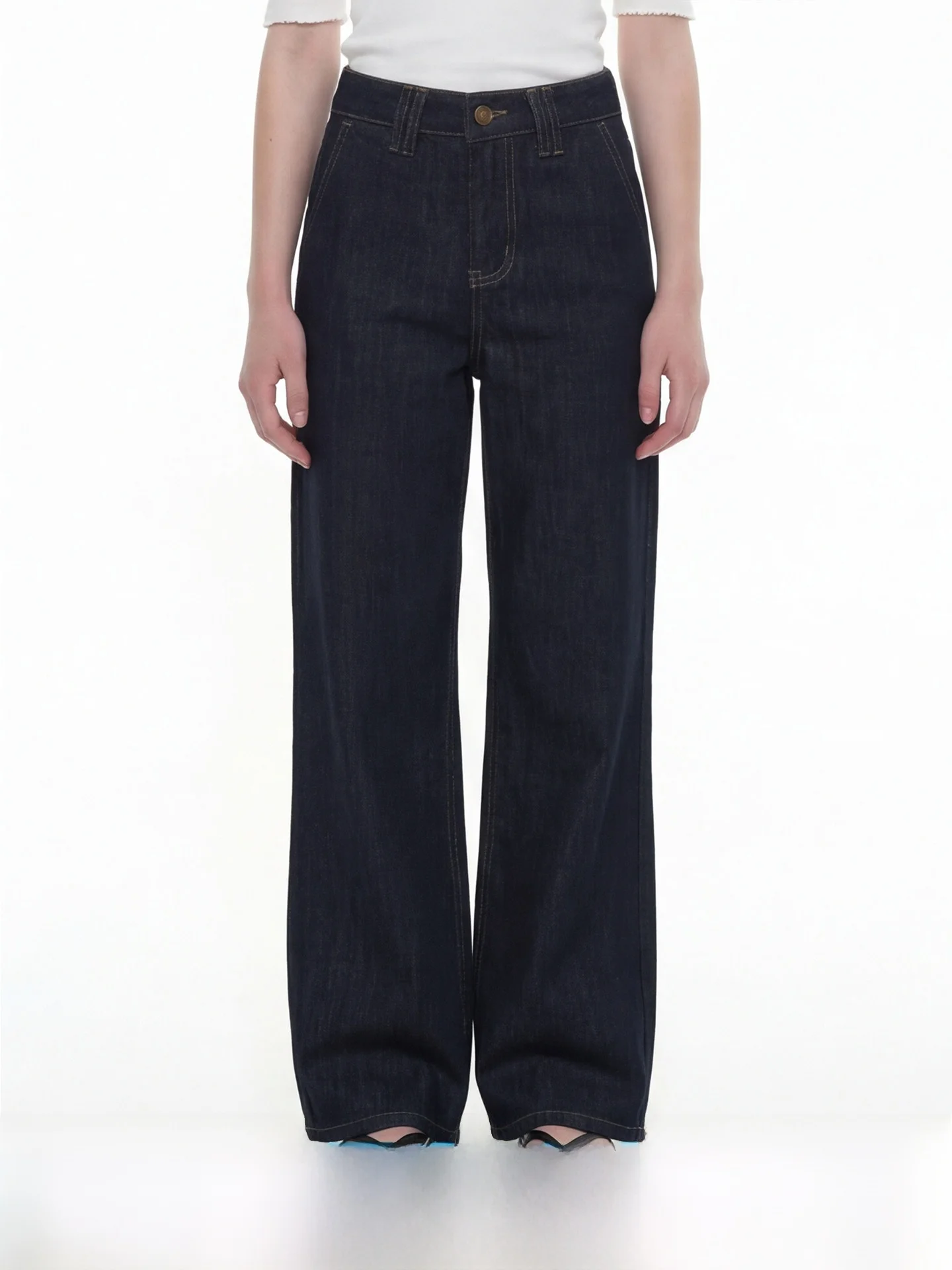 

COIE Spring Summer New All-Match Straight Leg Jeans Mid-Low Waist Loose Slimming Retro Black Casual Women's Pants