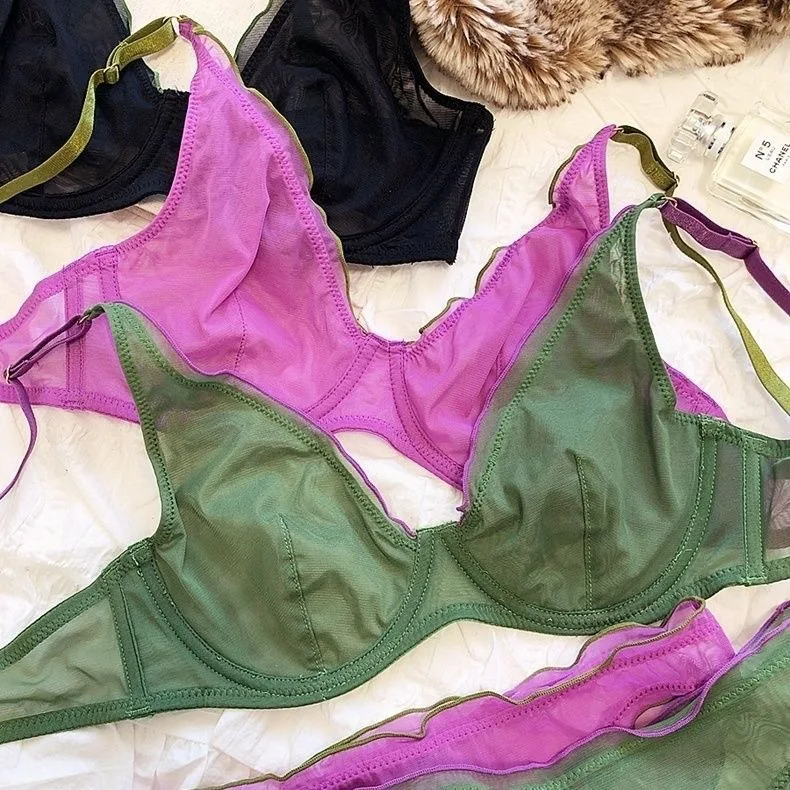 

Ultra-Thin Summer Sexy Lingerie Set Large Size Bra Prevents Sagging Wirefree Breathable European Style Home Clothes Underwear