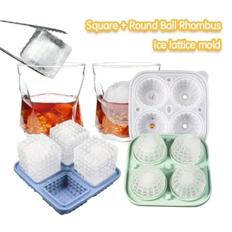 Ice Cube Tray Silicone with Lid Round Square Ice Ball Mold Spherical Silicone Ice Cube Mold for Kitchen Cocktail Whiskey Drink view 3