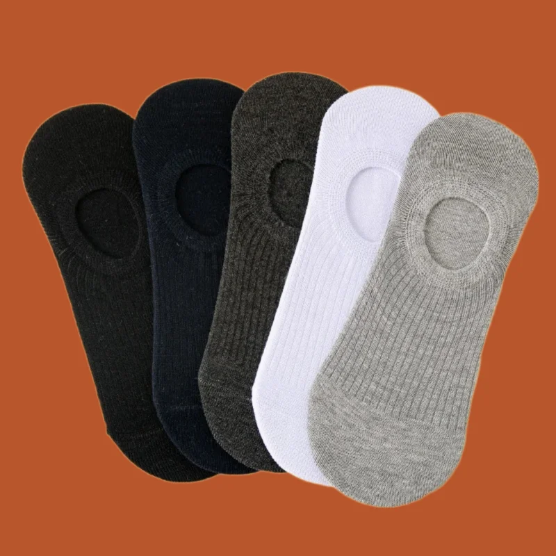 

5/10 Pairs Solid Stripe Color Retro Cotton Comfort Socks Shallow Mouth Silicone Non-slip Men's Mesh Socks Breathable Boat Socks