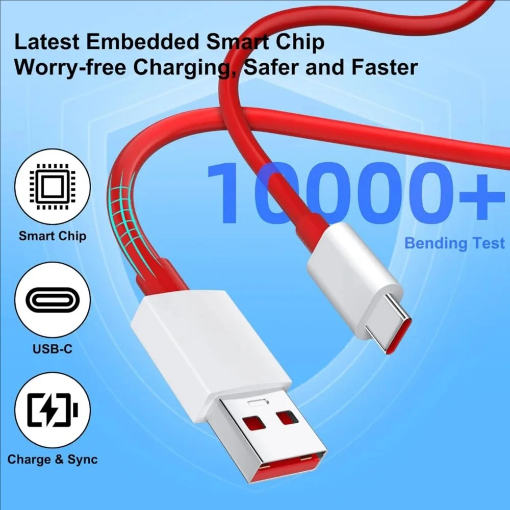 100W 80W SuperVOOC Type C USB Fast Charging Cable For OnePlus 9 10 Pro 11 12 13 Nord 2T 3 4 5 CE 2 3 Lite N200 N300 OPPO Realme