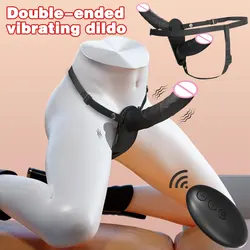 Vibromasseur électrique portable à double tête pour lesbiennes, pénis Él, jouets sexuels vibrants, ceinture à sangle, gode éducatif pour fille