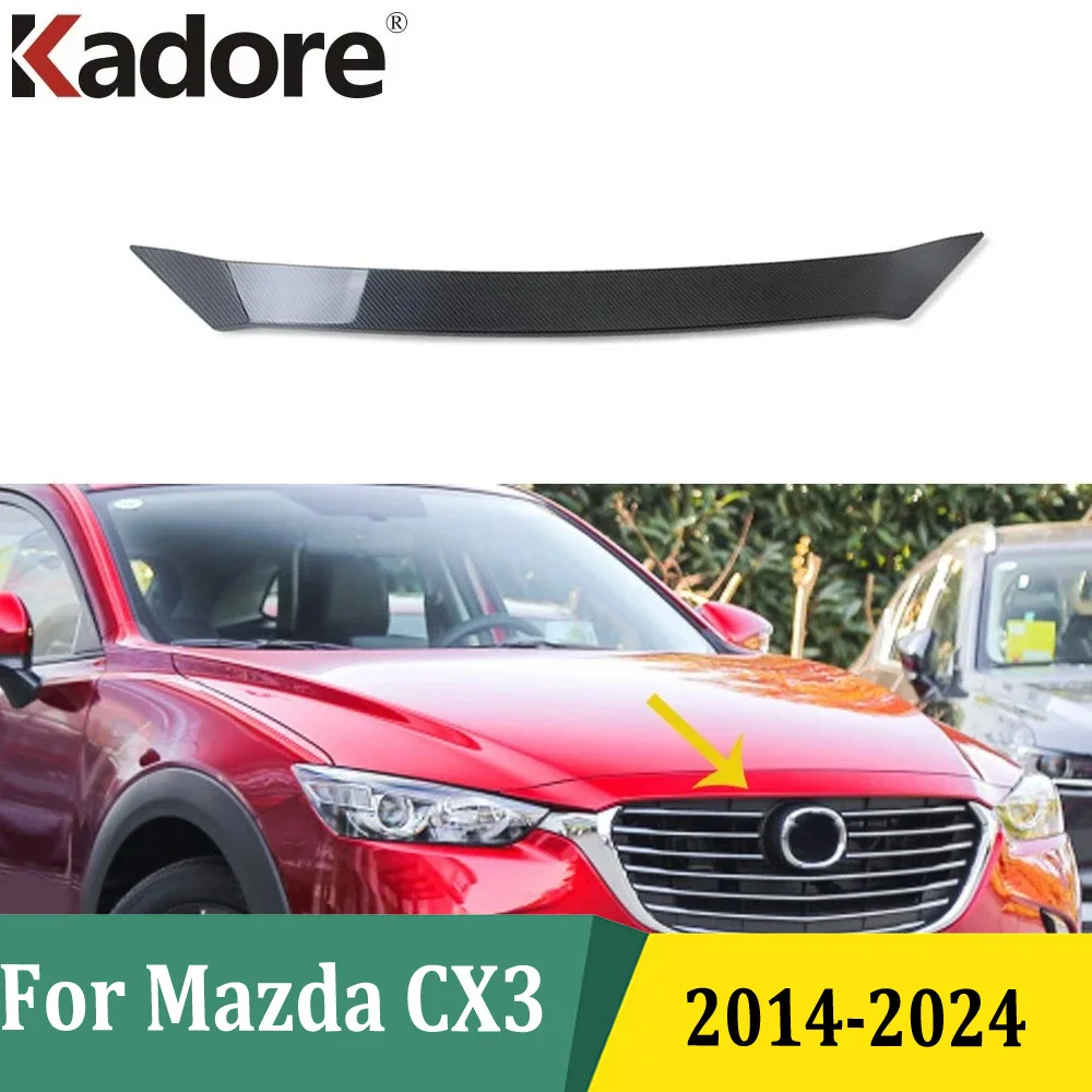 Front Engine Machine Grille Upper Hood Cover Trim Car Exterior Styling For Mazda CX-3 CX3 2014-2021 2022 2023 2024 Carbon Fiber