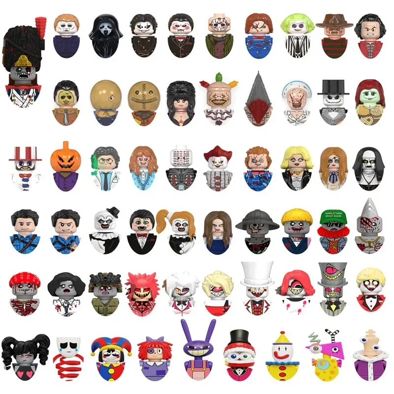 

Sir Pentious Alastor Murderer Zombie Elvira Pyramid Head Terrifier Jack Skellington beetlejuice Building block boy birthday toy