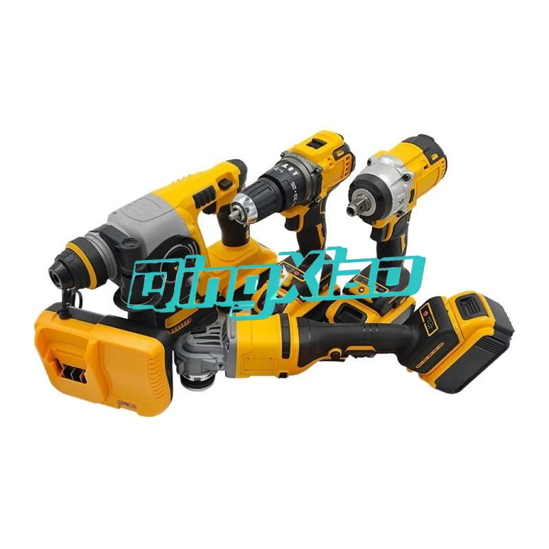 4 Piece Cordless Portable Power Tool Set Includes 800W Electric Hammer Drill Impact Wrench And Angle Grinder Multifunctional Kit