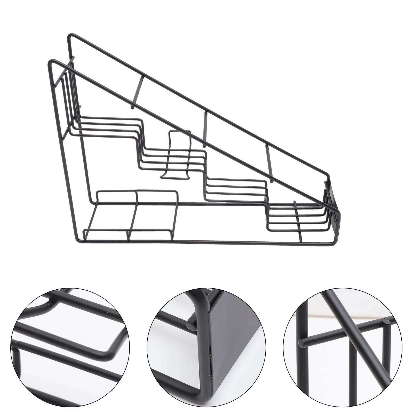 

Stainless Steel Syrup Organizer Rack Slanted Design Space-Saving Storage For Wine Bottles Kitchen Pantry Coffee Shop Home Black