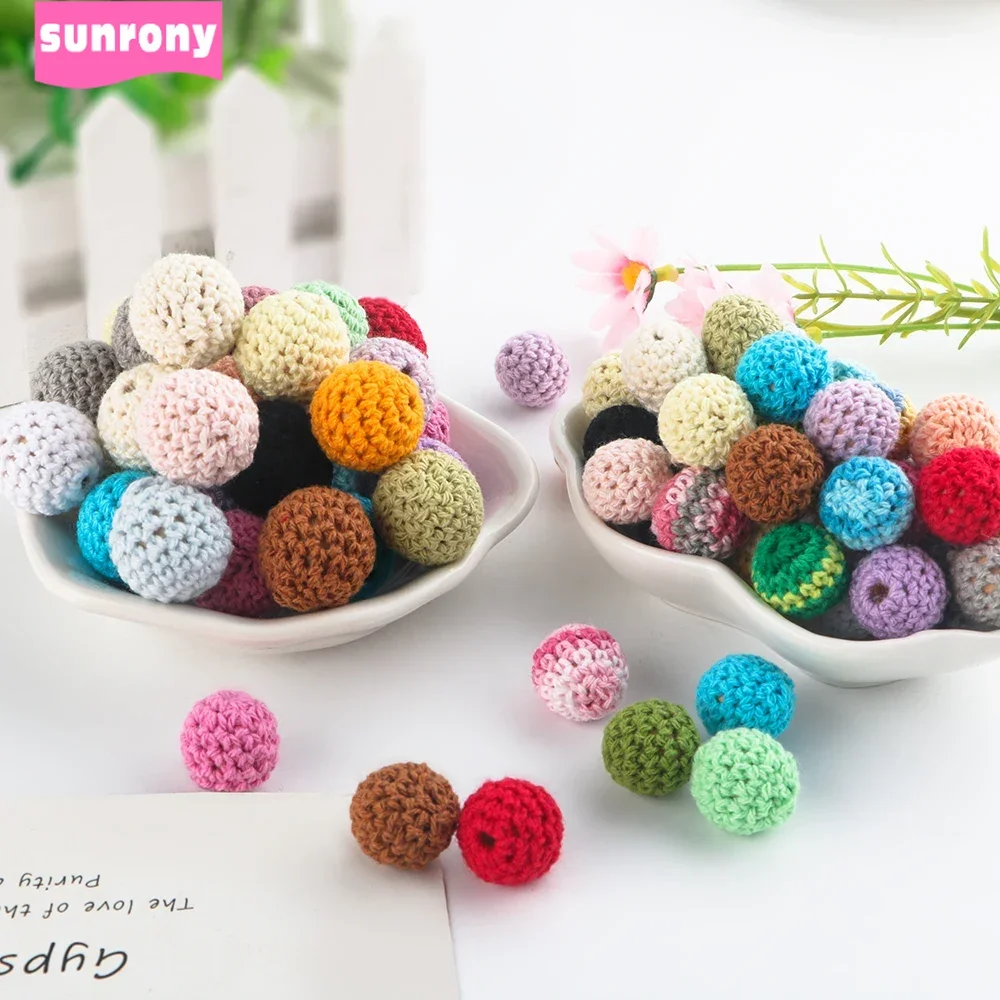 

Sunrony 16 мм 30 шт. деревянные вязаные крючком бусины ручной работы бриллиантовое ожерелье браслет ювелирные изделия аксессуары