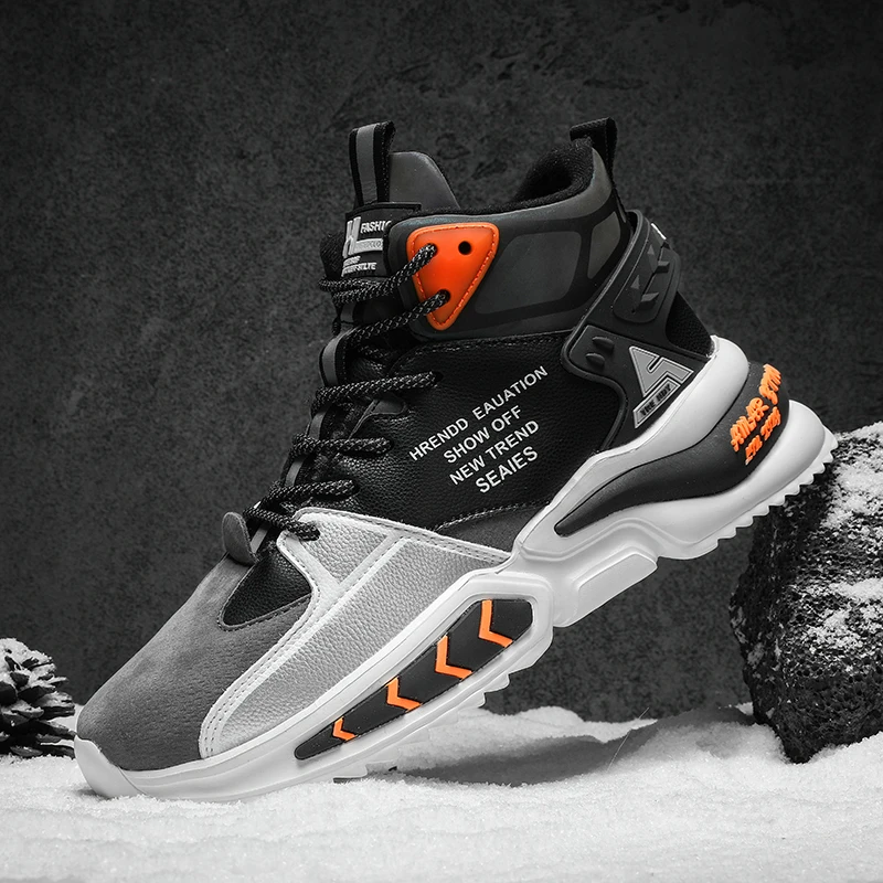 

Men's Thermal Waterproof Winter Boots - Non-Slip Plush Lined Snow Sneakers for Cold Weather