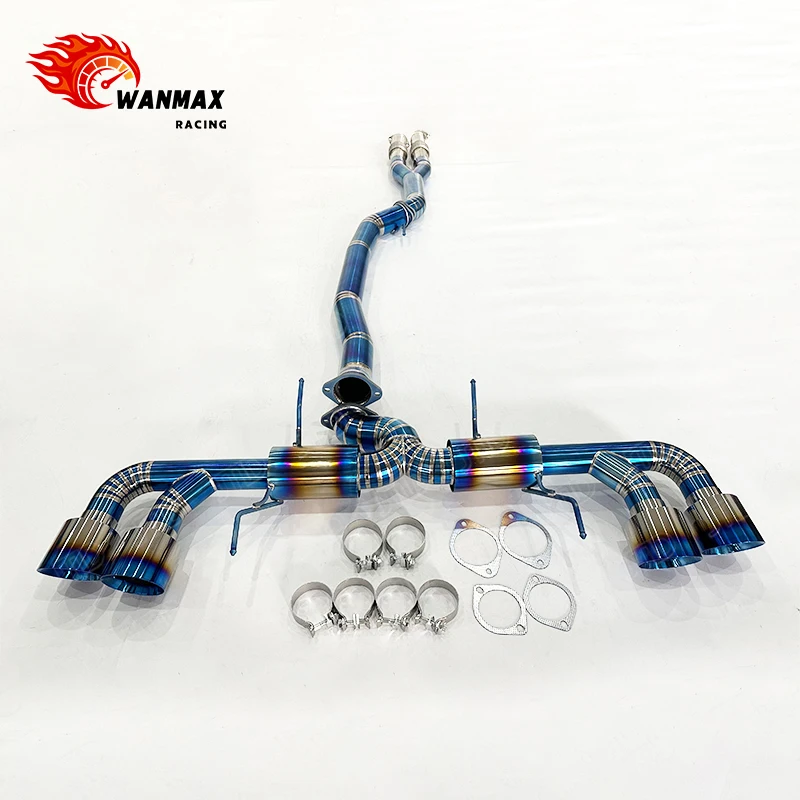 Full Titanium Exhaust System For Nissan GT-R R35 (2007+), 3.8L Twin Turbo, Valved Cat-Back Exhaust With Blue/Purple Burnt Tips
