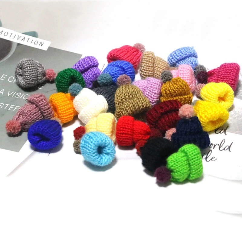 10Pcs 3.5CM Mixed Woolen Yarn Mini Hat Cap Headwear Garment Doll Craft Materials