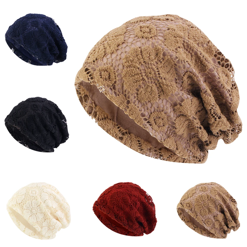 Spring Autumn Hat For Women Skullies Beanies Women Fashion Warm Cap Unisex Elasticity Knit Beanie Hats Lace Female Lace Caps