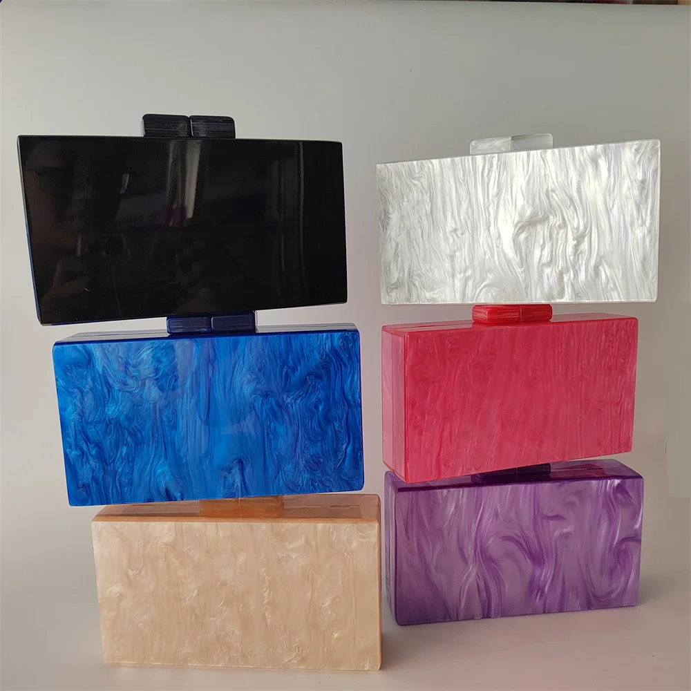 Pearl Marble Many Color PVC Mirror Or Black Fabric Inside Acrylic Box Purses And Handbags Luxury Designer Evening Party Lady Bag