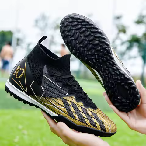 Limited high-top soccer boots FG spikes and TF broken nails Unisex style are available in 3 colors football boots sneakers
