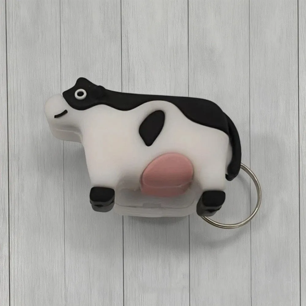 Rechargeable Animal Sound Light Fidget Keychain Glowing Cows Cats Light Up Pet Key Charm Pendant Cartoon Simulation