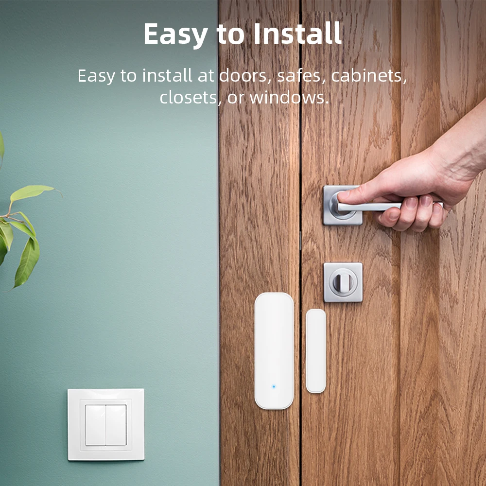 Tuya WiFi Door Sensor Smart Home Wireless Door Open Close Detectors APP Remote Alarm with Black or White Color