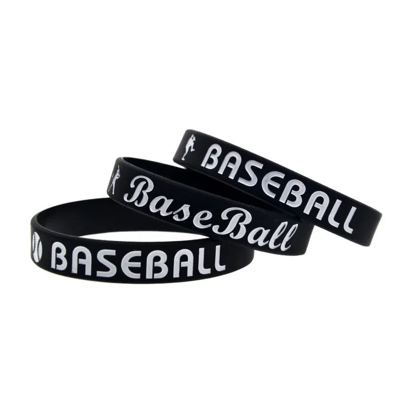 1PC/3PCS Honkbal Siliconen Polsbandje Sportcadeau Rubberen Bangle Zwart