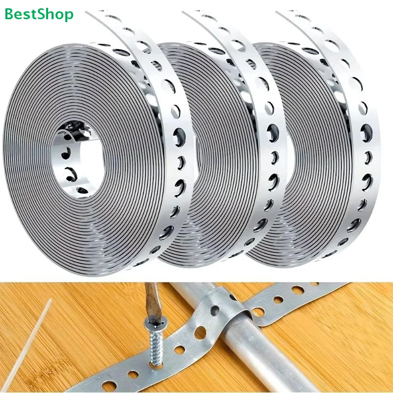 

〔R〕Galvanized Steel Perforated Strap - Multi-Purpose Metal Hanging Strip for Pipe, Duct & Conduit Support