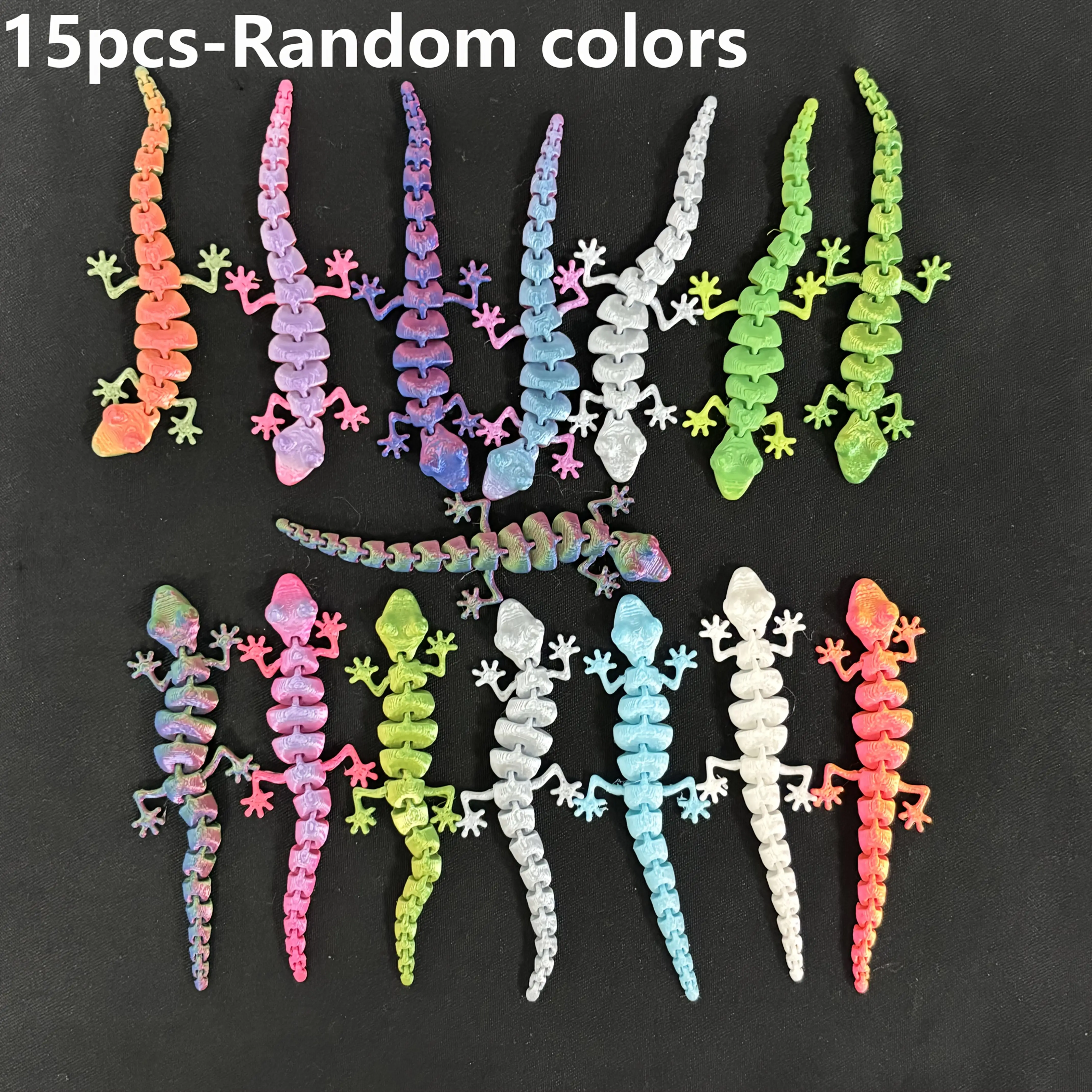 15/30/60pcs-3D Printed Gradient Color Decorative Gecko, Movable Doll Statue Ornaments, Handicraft Art Home Ornaments,