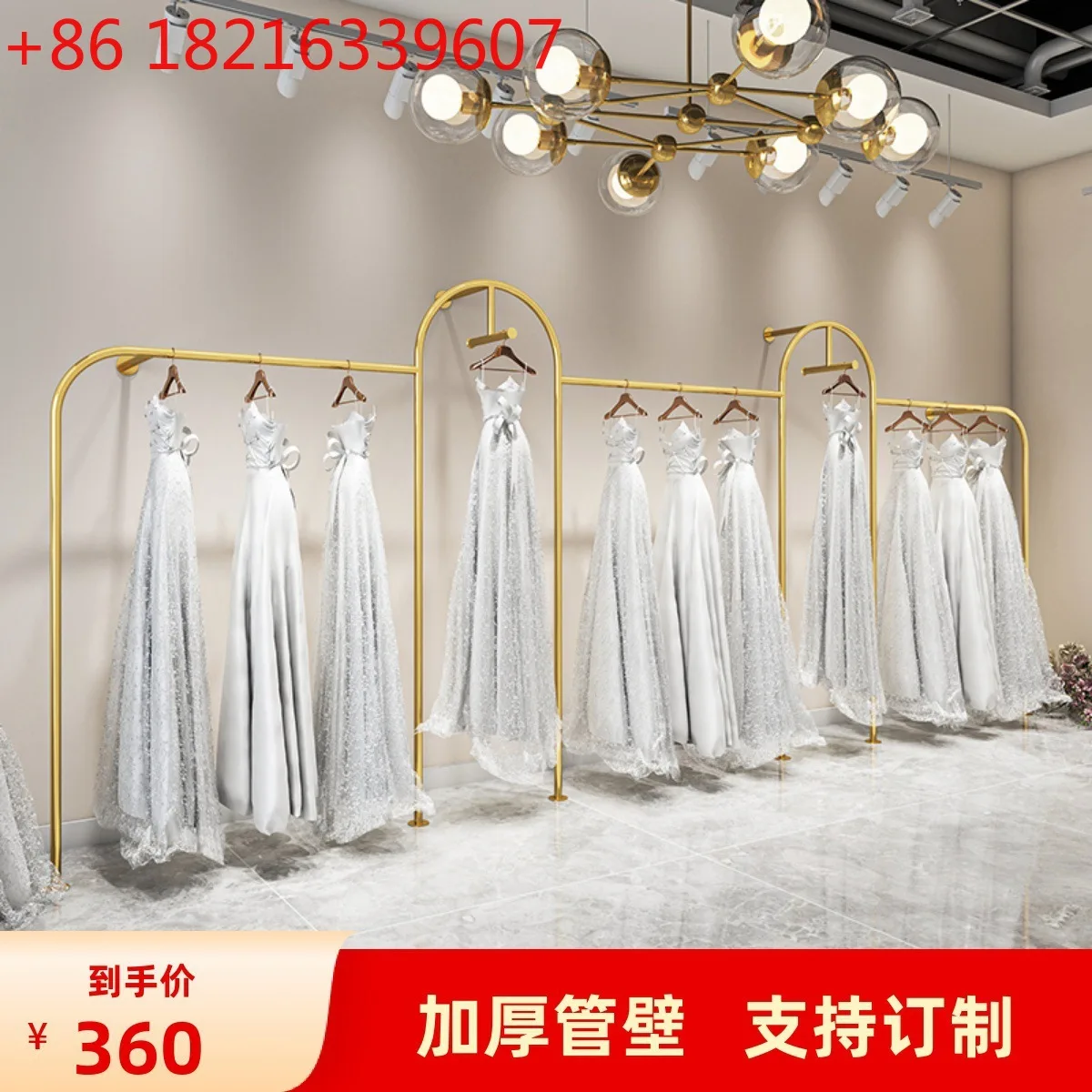 

Hanging floor-to-ceiling cheongsam dress rack, clothes hanging hanger, clothing store display rack, display rack