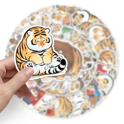 10/30/50 pçs bonito tigre gordo graffiti etiqueta à prova dwaterproof água decoração bicicleta mala portátil presente pvc tigre adesivo atacado