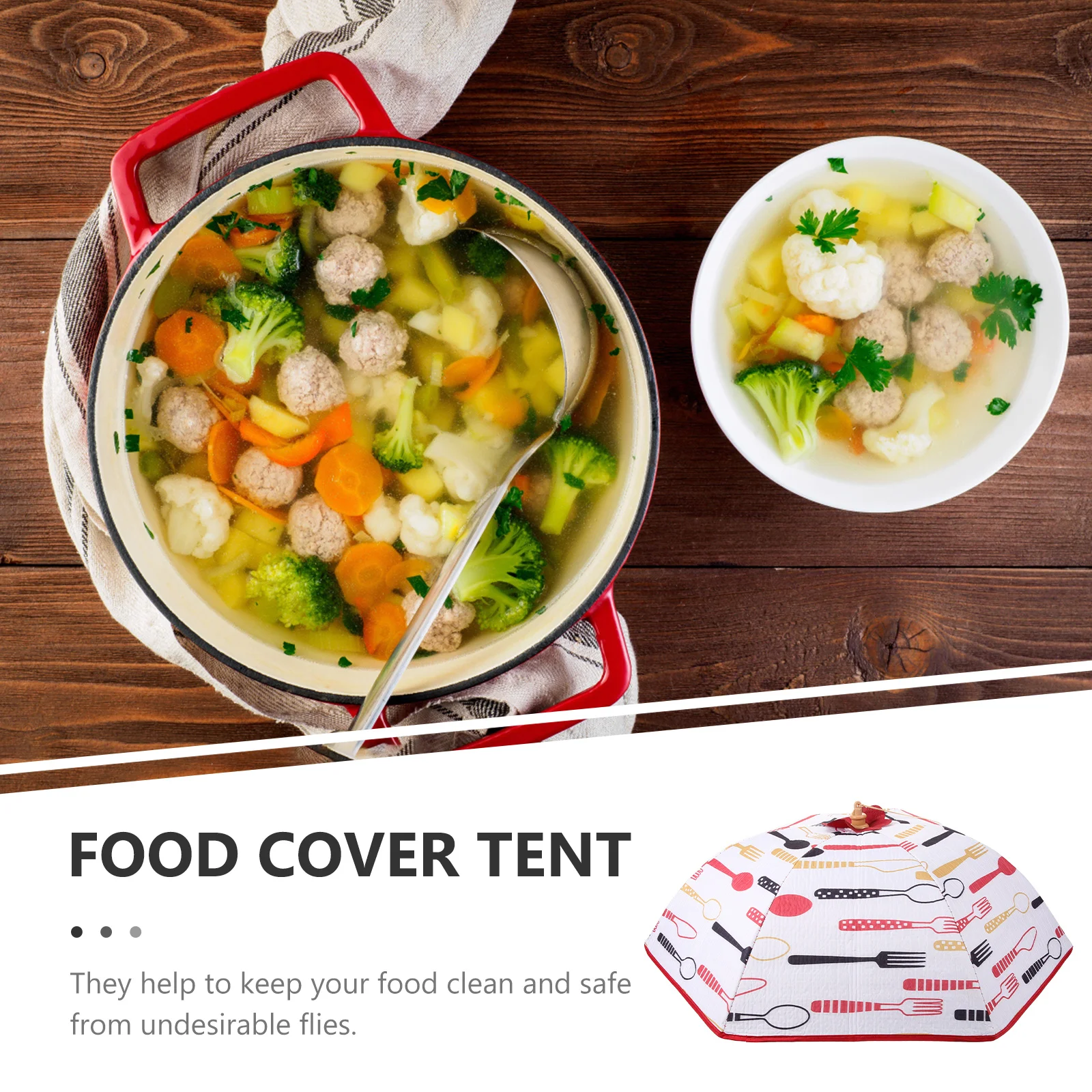 

1pc Foldable Food Cover Heat Preservation Oxford Cloth Dish Protector For Outdoor Party Camping Kitchen Dust Insect Prevention