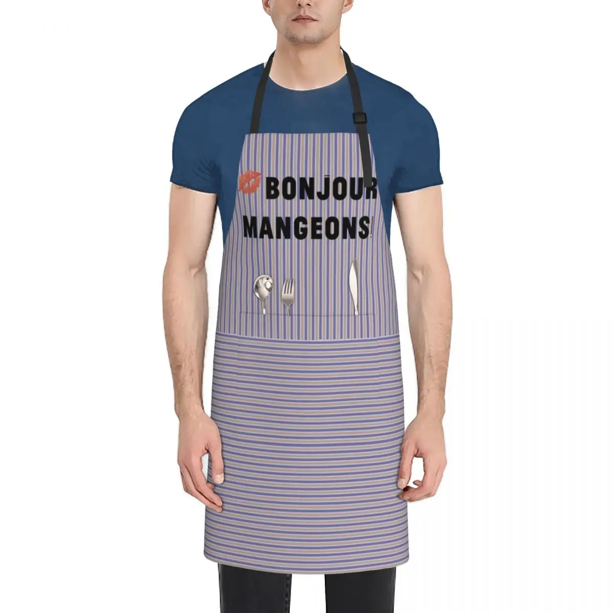 

Bonjour, Mangeons !  Good Morning, Let's Eat! Apron Home Supplies Kitchen Supplies Idea Goods Home and kitchen products Apron