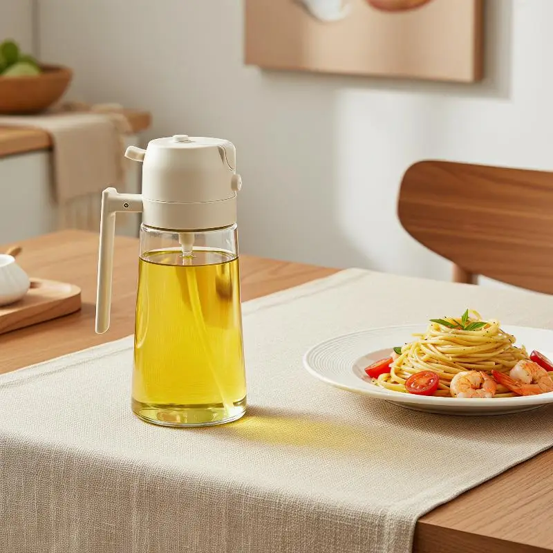 Dual Use 2 in 1 Kitchen Oil Sprayer Pour Bottle Food Grade Refillable for Air Fryer Cooking Baking BBQ