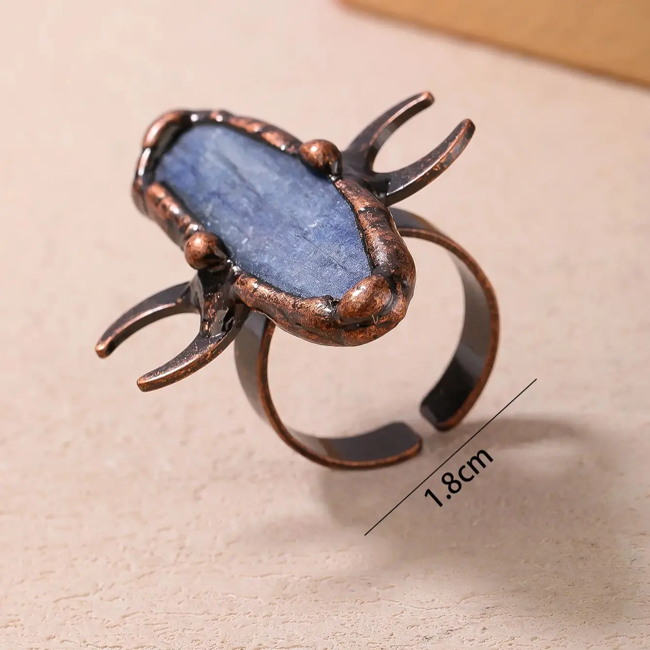 YEEVAA Blue Kyanite Rings Healing Moon Charm Open Rings Vintage Jewelry for Women Birthday Gifts