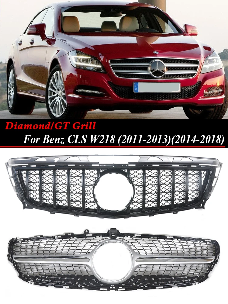 For Mercedes-Benz CLS W218 Front Bumper Diamond Racing Grill Car Styling GT Panamerican Grille Facelift Accessories 2011-2018