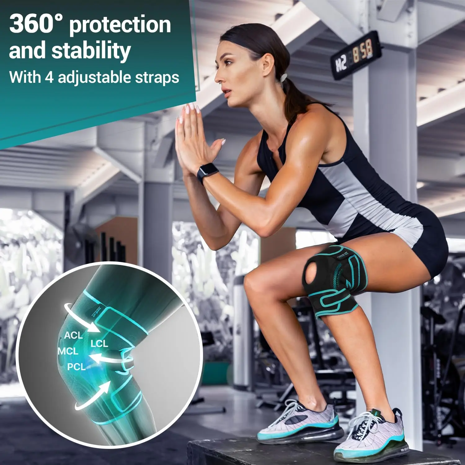 Knee Brace with Side Stabilizers & Patella Gel Pads for Maximum Knee Pain Support and fast recovery for men and women