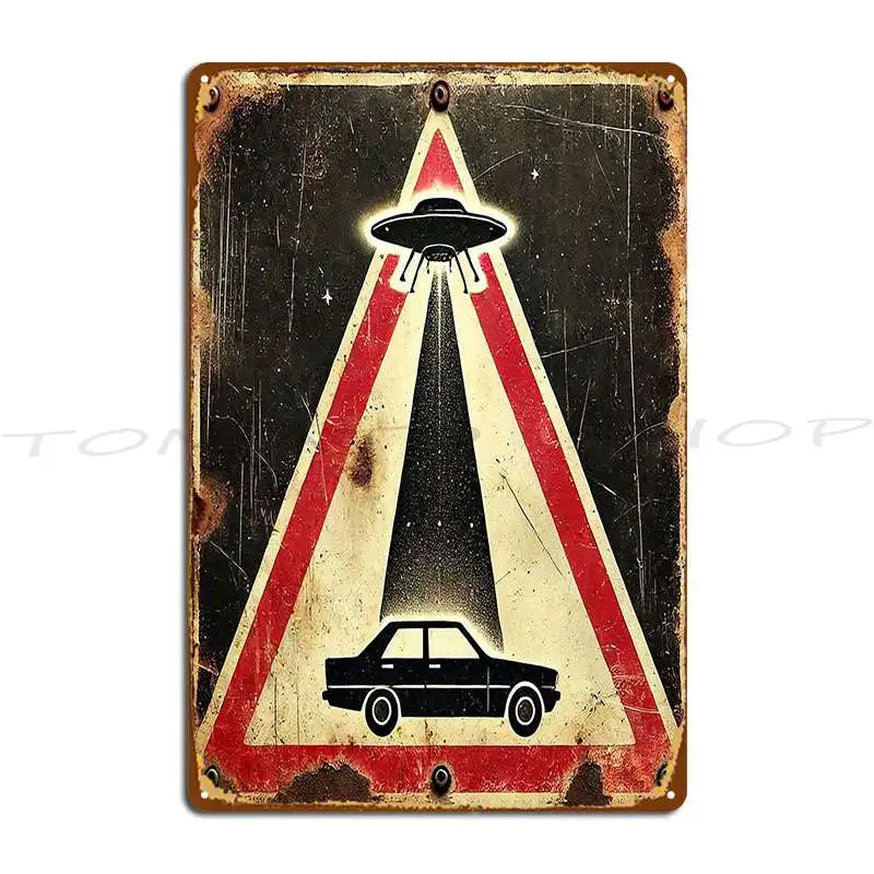 Ufo Abduction Warning Sign&Quot Metal Signs Wall Plaque Wall Decor Bar Wall Decor Custom  Tin Sign Poster