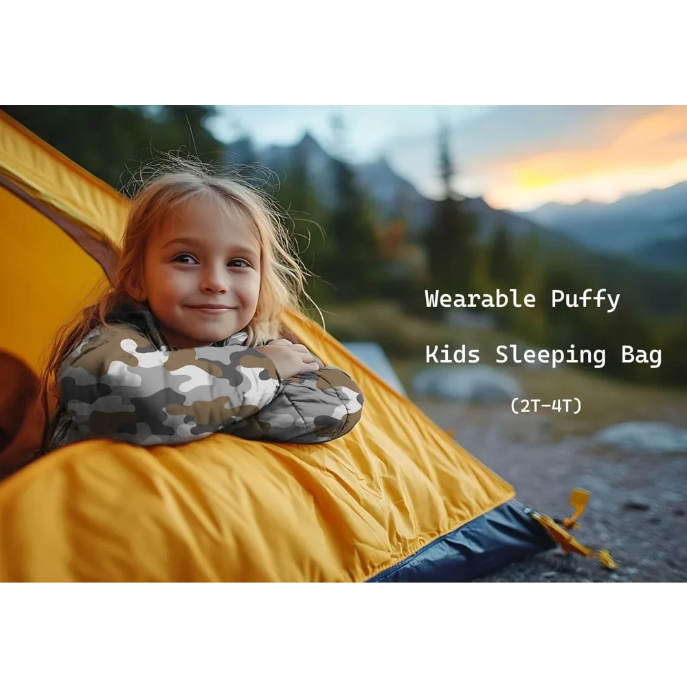 كيس نوم خفيف الوزن للأطفال للأعمار من 2 إلى 4 سنوات |   حقيبة نوم منتفخة للأطفال الصغار للتخييم، أغطية النوم |   ما يصل إلى 46 بوصة |   المدمجة و
