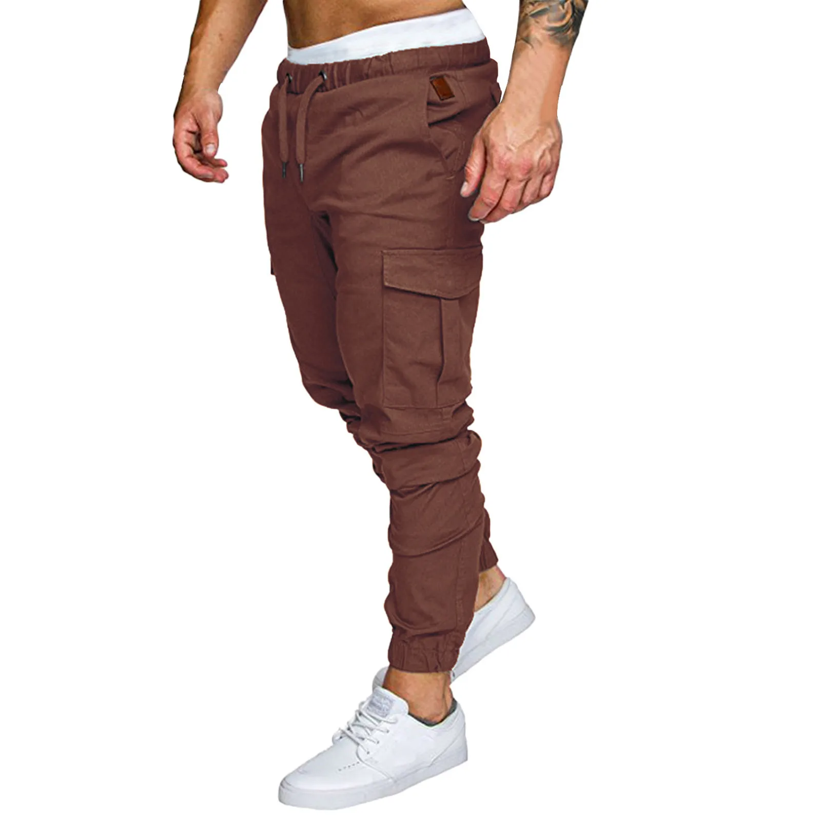 

Men Casual Joggers Pants Solid Thin Cargo Sweatpants Male Multi-pocket Trousers New Mens Sportswear Hip Hop Harem Pencil Pants