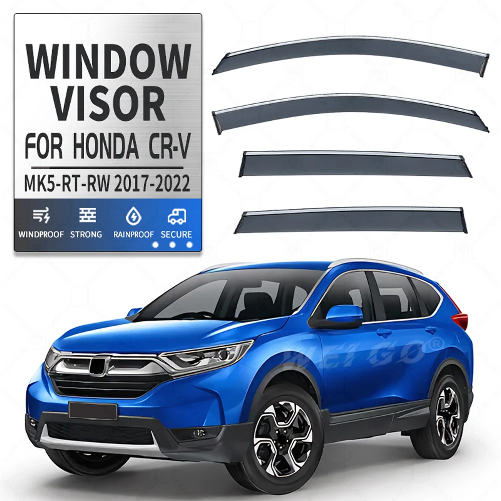 

Хромированные полоски, защита от дождя для HONDA CRV 5-го поколения 2017-2022, оконный козырек, ветровые дефлекторы, дверной козырек, вентиляционные шторы