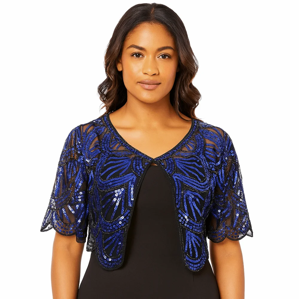 موضة كشكش الترتر المعطف معطف شبكة 1920s موضوع الترتر شالات قصيرة كيب الجوف قصيرة كيب حفلة عشاء