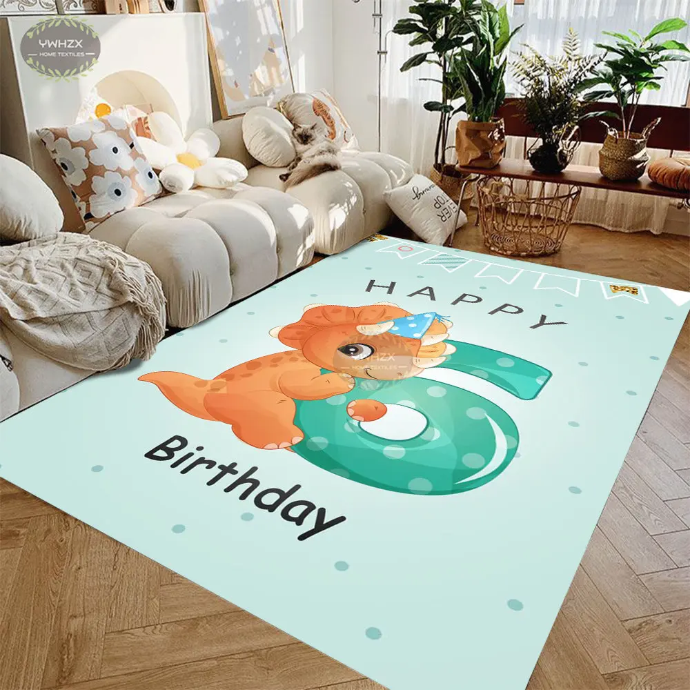

Happy Birthday Carpet Party Decoration Kids Cartoon Animals Rugs for Children Living Room Anti-slip Floor Mat Party Supplies