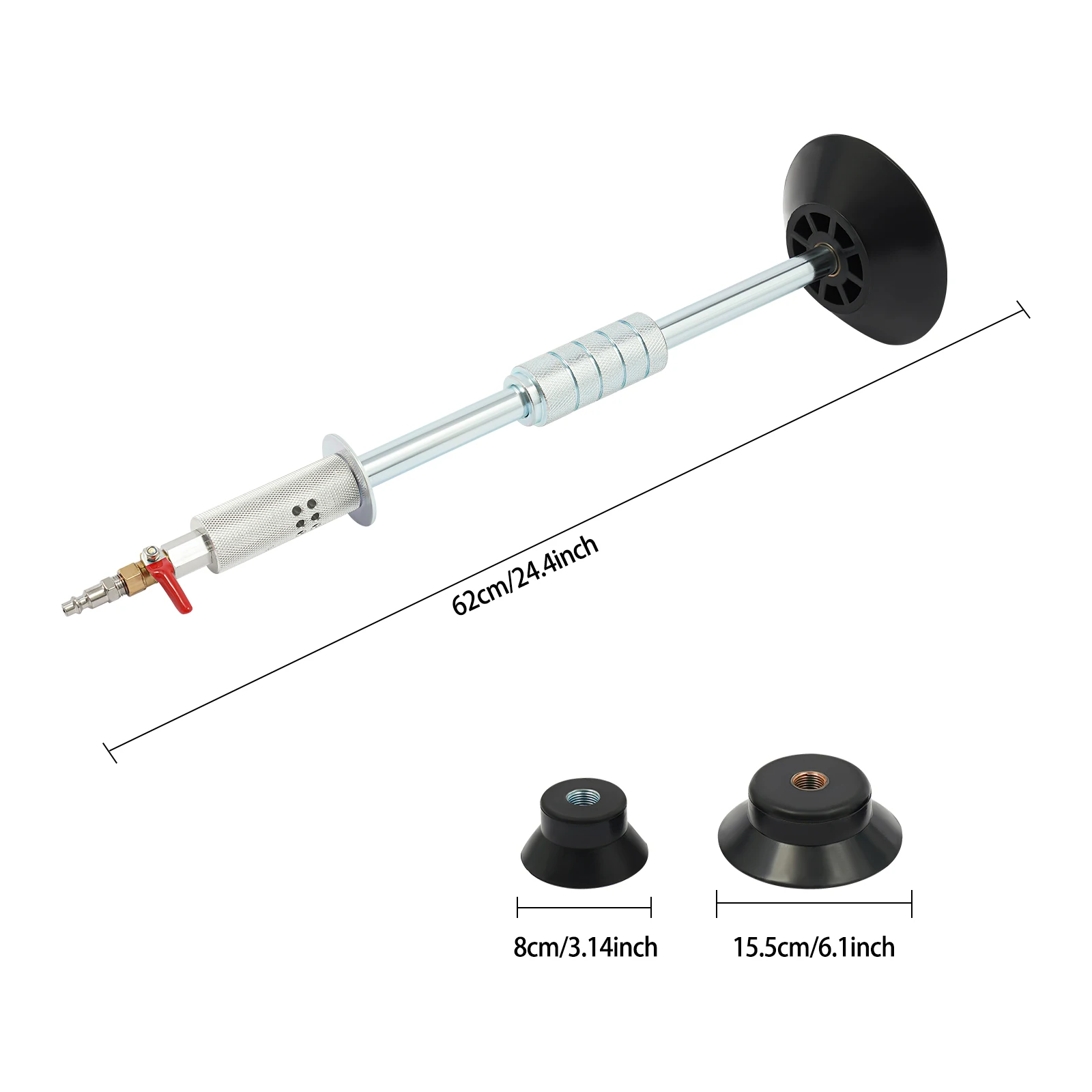 [Herramienta extractora de abolladuras] Martillo extractor de abolladuras neumático de aire - Acero - Para reparación de abolladuras de automóviles - Durable 3 ventosas
