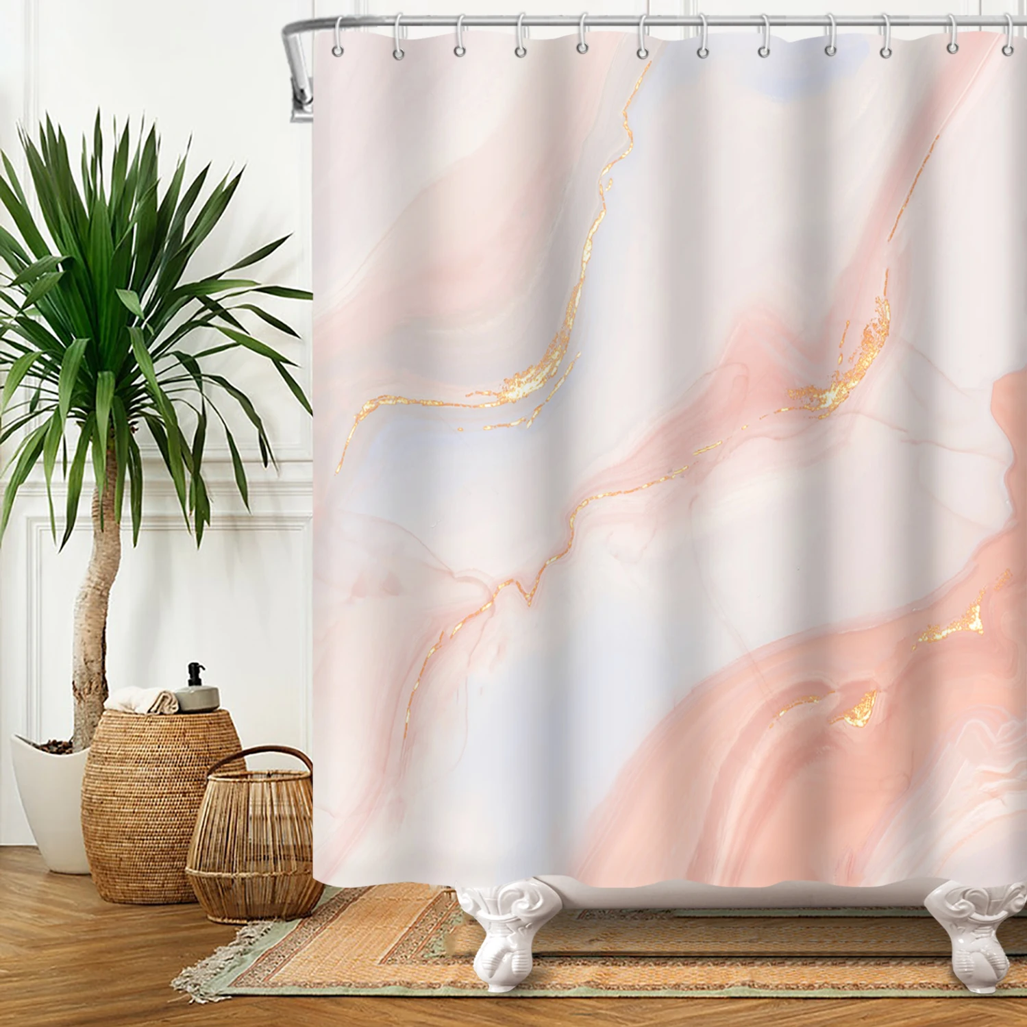 Marble Bathroom Curtain Abstract Modern Luxury Shower Curtain Waterproof Fabric Shower Curtain Bath Curtains With Hooks180x200