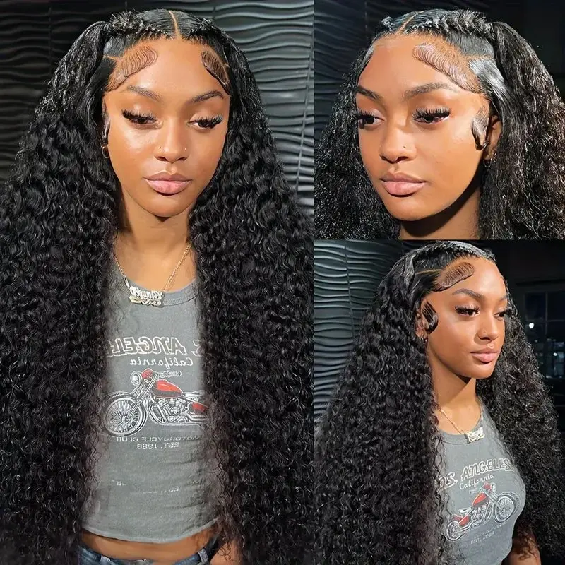 Rosabeauty 250 Density Deep Wave 13x4 HD Lace Front Human Hair Wigs 5X5 Preplucked Glueless Ready To Go Curly Wig 40 Inches