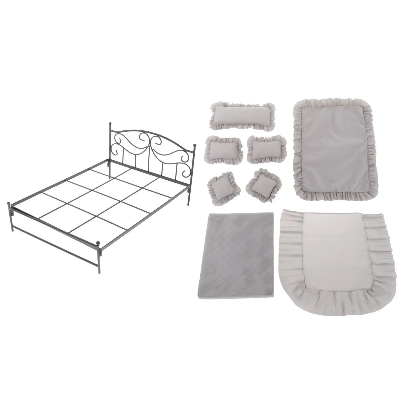 1/6 Scale Wrought Iron Bed Furniture Model Collection Scene Decor