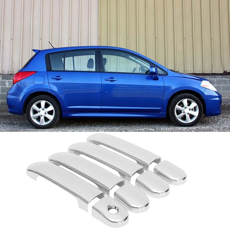 For Nissan Versa Tiida Livina Latio 2004-2011 Chrome Outside Exterior Door Handle Protector Cover Trim W/O Smarykey