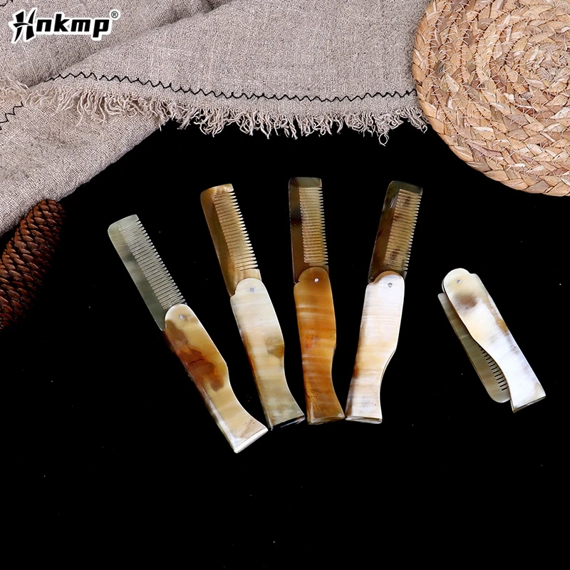 

1Pc Anti Static Wide Teeth Massage Male Mustache Brush Shaving Brush Hair Care Tool Foldable Men's Beard Comb Natural Horn Comb