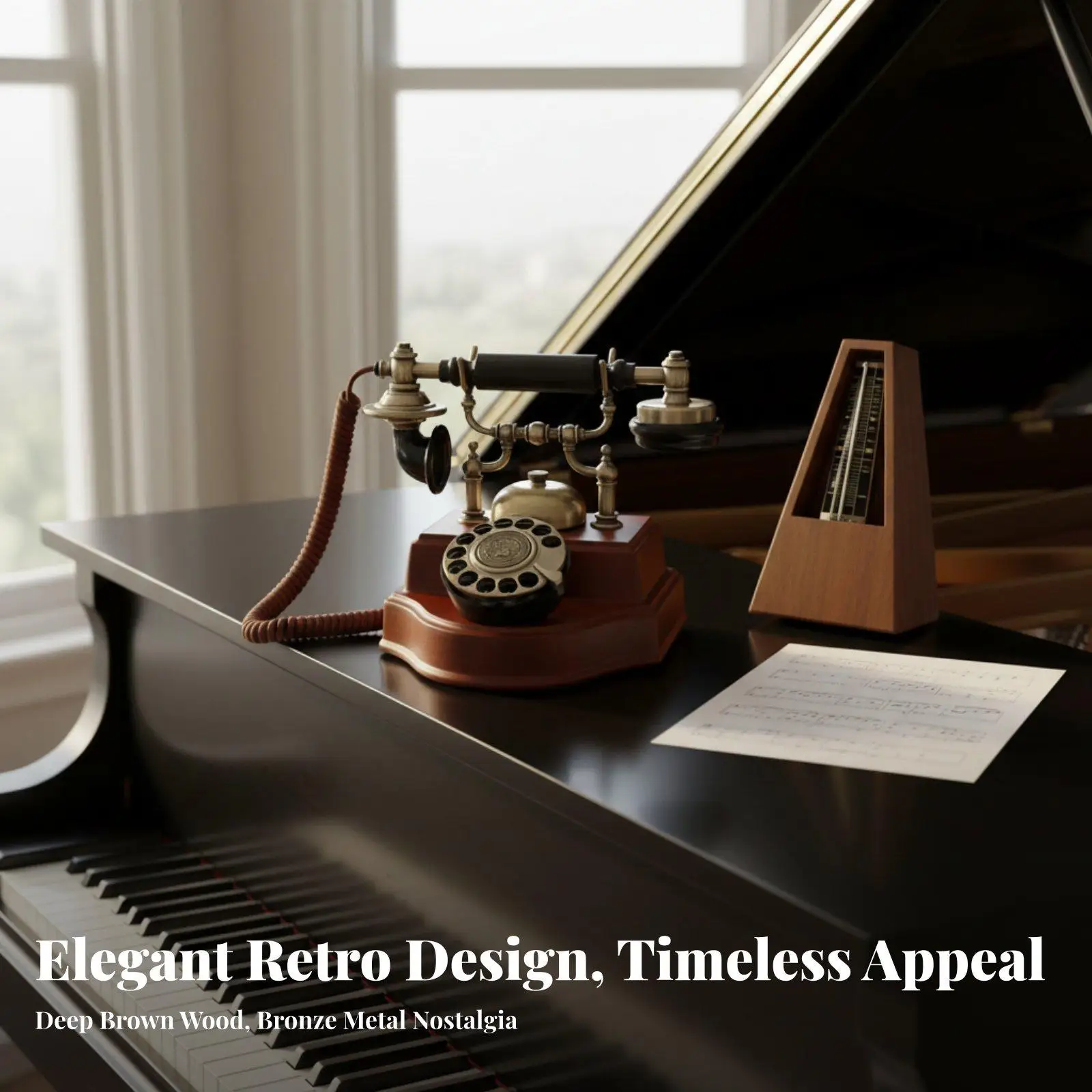 Retro Rotary Dial Landline Phone for Study Vintage Corded Telephone Classic Metal Resin Body Antique Home Decor