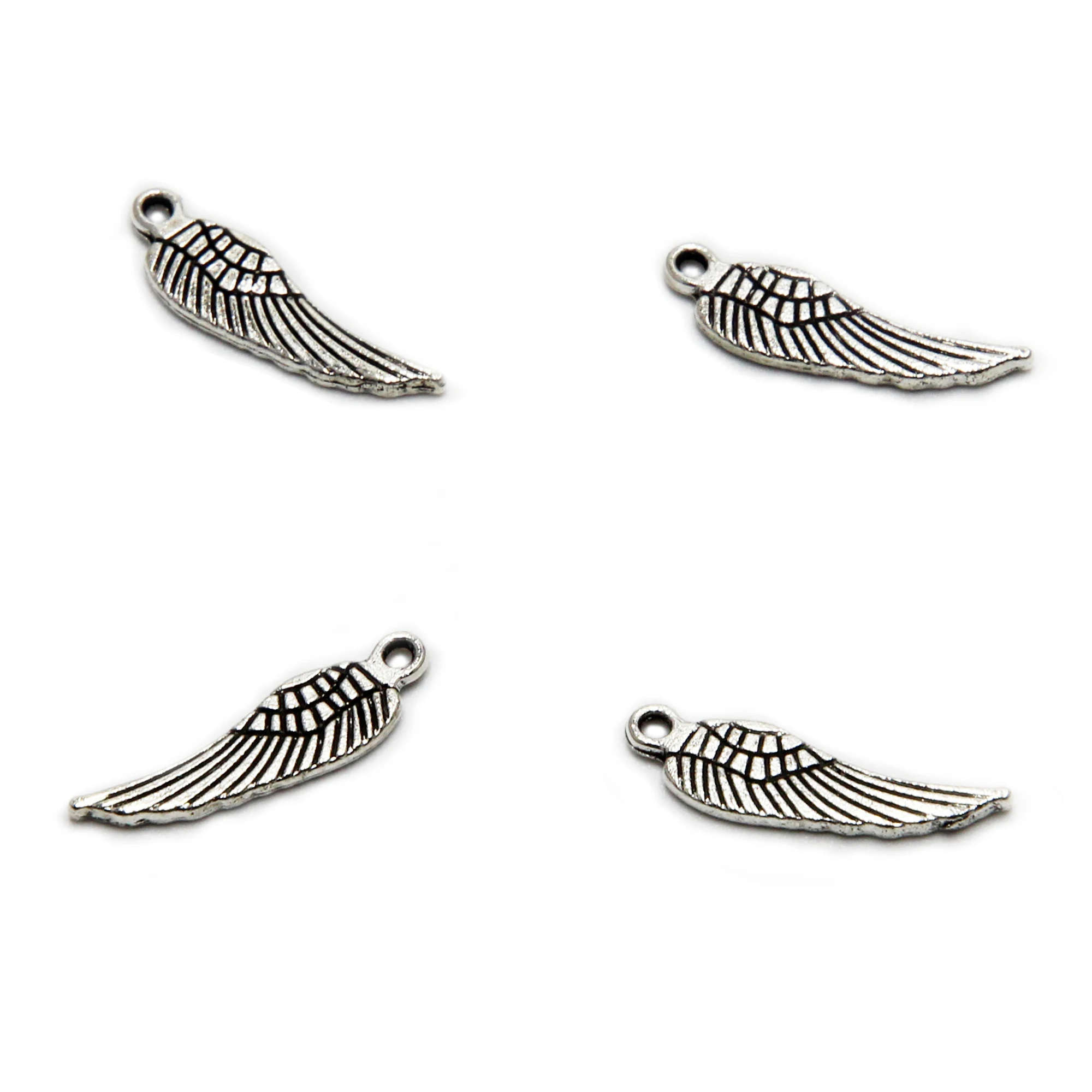 50pcs Wing Pendant Antique Tibetan Silver Tone Zinc Alloy 16*5mm